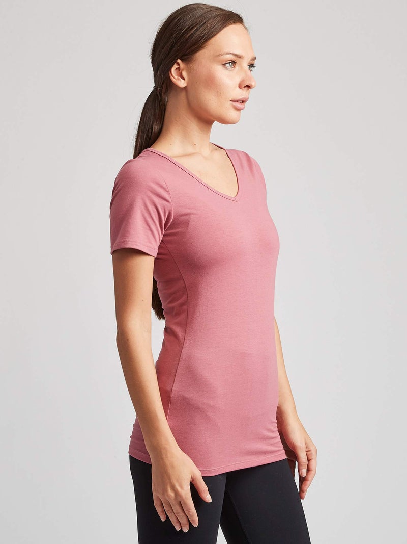 Kalon Women's 4-Pack V-Neck T-Shirt Base Layer (Small, Festival) - Image 5